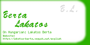 berta lakatos business card